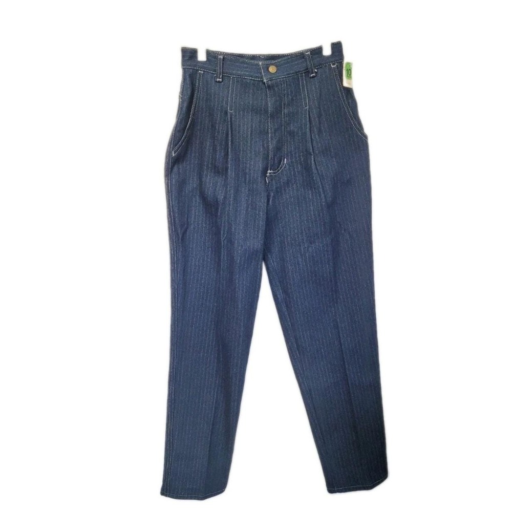 Rare 80s NWT Stockton Dallas Pleated High Waist Denim Jeans Striped Petite 10
